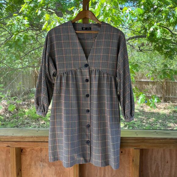 Zara Women's Plaid Button Front Mini Dress Size M - Picture 1 of 8